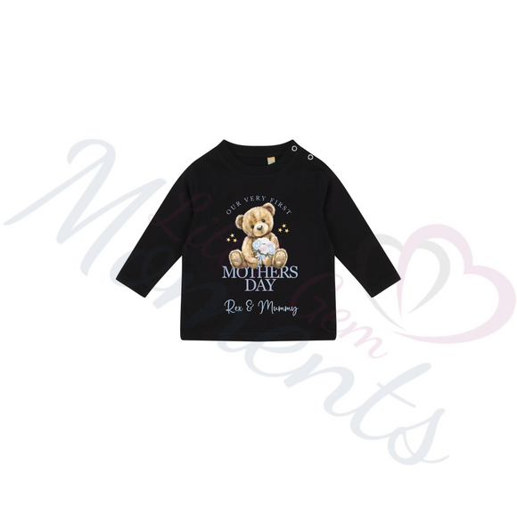 Personalised Happy Mother's Day Long Sleeved Top - Baby and Toddler - Teddy Bear Design