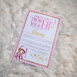 Personalised Elf Arrival Letter for December 1st - Pink Design