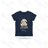 Personalised Born In 2026 Organic Cotton Baby Tee: Born In 2026 Bunny Design