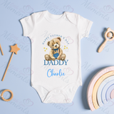 Personalised Happy Father's Day Baby Bodysuit. Custom Cute Father's Day Baby Vest - Pink or Blue