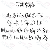 Display of a cursive font style with alphabet letters on a white background.