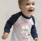 Personalised Mummy's Little Valentine Long Sleeved Top. Kids Valentine's Outfit - Red or Navy