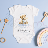 Personalised Our First Mother's Day Baby Bodysuit. Custom Baby Vest - Blue or Pink Design