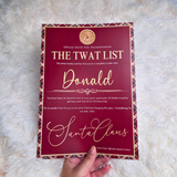 Personalised Adults Explicit Novelty Christmas Certificate. The T**t List. 18+. Custom Made Funny Secret Santa Gift  - Tartan Design