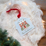 Personalised "First Christmas In Our New Home" Bauble. House Shaped Acrylic Xmas Tree Decoration - Version 2