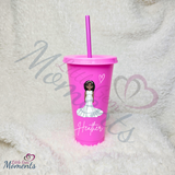 Personalised Bride Cold Cup with Lid and Straw. Custom Reusable 24oz Tumbler. Wedding Gift | Bridal Party | Hen Weekend