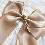 Personalised Glitter Trim Christmas Hair Bow - Christmas 2025 Design - Multiple Colours - 6 Inch Bow