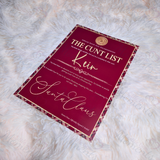 Personalised Adults Explicit Novelty Christmas Certificate. The C**t List. 18+. Custom Made Funny Secret Santa Gift  - Tartan Design