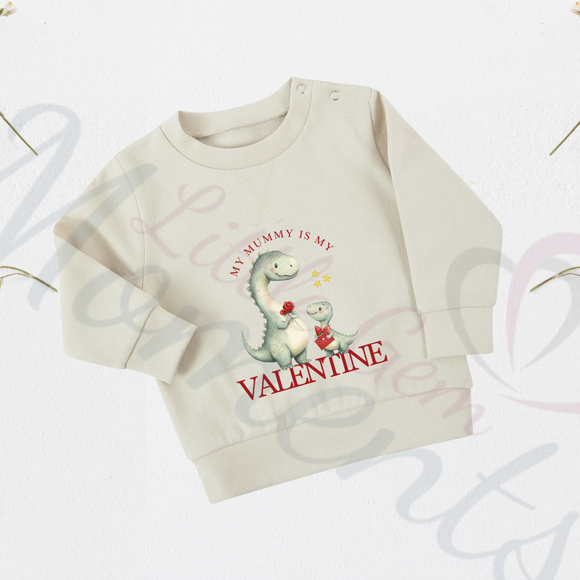 Custom My Mummy Is My Valentine Dino Sweatshirt. Baby's Valentine's Day Jumper -Multiple Colours