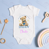Personalised Happy Father's Day Baby Bodysuit. Custom Cute Father's Day Baby Vest - Pink or Blue