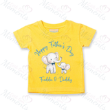 Personalised Happy Father's Day Kids T-shirt - Daddy & Baby Elephant Design