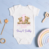 Personalised 1st Father's Day Bodysuit. Custom Cute Baby Vest - Pink or Blue