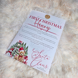 Personalised First Christmas Certificate from Santa Claus. Custom Baby Xmas Keepsake - Candy Cane Lane Design