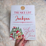 Personalised Nice List Certificate - Candy Cane Lane Red Design. Custom Kids Christmas Eve Box Filler.