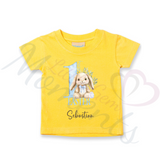 Personalised 1st Easter Kids T-shirt - Pink or Blue Bunny Design