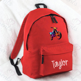 Personalised Neon Dirt Bike School Bag