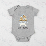 Personalised Our First Mother's Day Baby Bodysuit. Custom Baby Vest - Blue or Pink Teddy Design