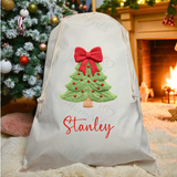 Personalised Christmas Santa Sack - Christmas Tree Design. Premium Custom Xmas Gift Sack with Name