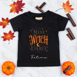 Personalised Mini Witch Energy Kids T-shirt | Halloween Toddler Top