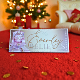 Personalised Christmas Story Book -Pink Believe Train and Ticket. Christmas Eve Box Fillers