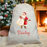 Personalised Christmas Santa Sack - Santa Claus Design. Premium Custom Xmas Gift Sack with Name