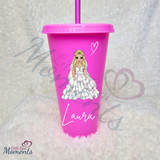 Personalised Bride Cold Cup with Lid and Straw. Custom Reusable 24oz Tumbler. Wedding Gift | Bridal Party | Hen Weekend