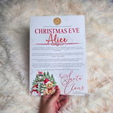 Personalised Christmas Eve Santa Letter - Candy Cane Lane Red Design. Custom Kids Christmas Eve Box Filler.