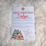 Personalised First Christmas Certificate from Santa Claus. Custom Baby Xmas Keepsake - Candy Cane Lane Design