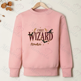 Little Wizard Sweatshirt | Halloween Toddler Sweater | Wizard Chief Main Little Mini Big Wording Options | Available In A Range Of Colours