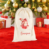 Personalised Christmas Santa Sack - Elf Present Design. Premium Custom Xmas Gift Sack with Name