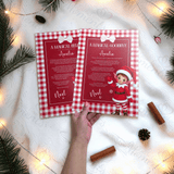 Personalised Elf Hello and Goodbye Letter Bundle | Red Gingham Elf Arrival and Farewell Notes | Custom Name A4 Card | Kids Christmas Set
