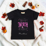 Personalised Mini Witch Energy Kids T-shirt | Halloween Toddler Top