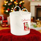 Personalised 1st Christmas Trug. Felt Xmas Gift Basket.