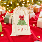 Personalised Christmas Santa Sack - Christmas Tree Design. Premium Custom Xmas Gift Sack with Name