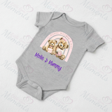 Personalised Happy Mother's Day Baby Bodysuit. Custom Baby Vest - Blue or Pink Teddy Rainbow Design