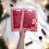 Personalised Elf Hello and Goodbye Letter Bundle | Red Gingham Elf Arrival and Farewell Notes | Custom Name A4 Card | Kids Christmas Set