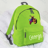 Personalised Neon Dirt Bike School Bag