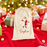 Personalised Christmas Santa Sack - Santa Claus Design. Premium Custom Xmas Gift Sack with Name