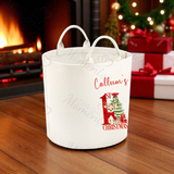 Personalised 1st Christmas Trug. Felt Xmas Gift Basket.