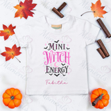 Personalised Mini Witch Energy Kids T-shirt | Halloween Toddler Top