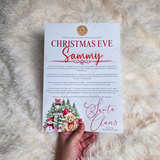 Personalised Christmas Eve Santa Letter - Candy Cane Lane Red Design. Custom Kids Christmas Eve Box Filler.