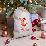 Personalised Christmas Santa Sack - Elf Present Design. Premium Custom Xmas Gift Sack with Name