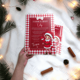 Personalised Elf Hello and Goodbye Letter Bundle | Red Gingham Elf Arrival and Farewell Notes | Custom Name A4 Card | Kids Christmas Set