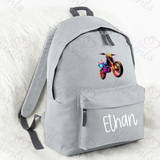 Personalised Neon Dirt Bike School Bag