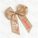 Personalised Glitter Trim Christmas Hair Bow - Christmas 2025 Design - Multiple Colours - 6 Inch Bow