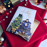 Personalised Christmas Story Book - Navy Believe Train and Ticket. Christmas Eve Box Fillers