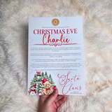 Personalised Christmas Eve Santa Letter - Candy Cane Lane Red Design. Custom Kids Christmas Eve Box Filler.