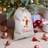 Personalised Christmas Santa Sack - Santa Claus Design. Premium Custom Xmas Gift Sack with Name