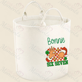 Personalised Christmas Gift Basket Trug. Festive Gift Sack - 67 Design - Loot Bag