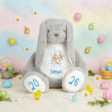 Personalised Giant "1st Easter" Bunny Teddy. Custom Grey Easter Bunny Plush